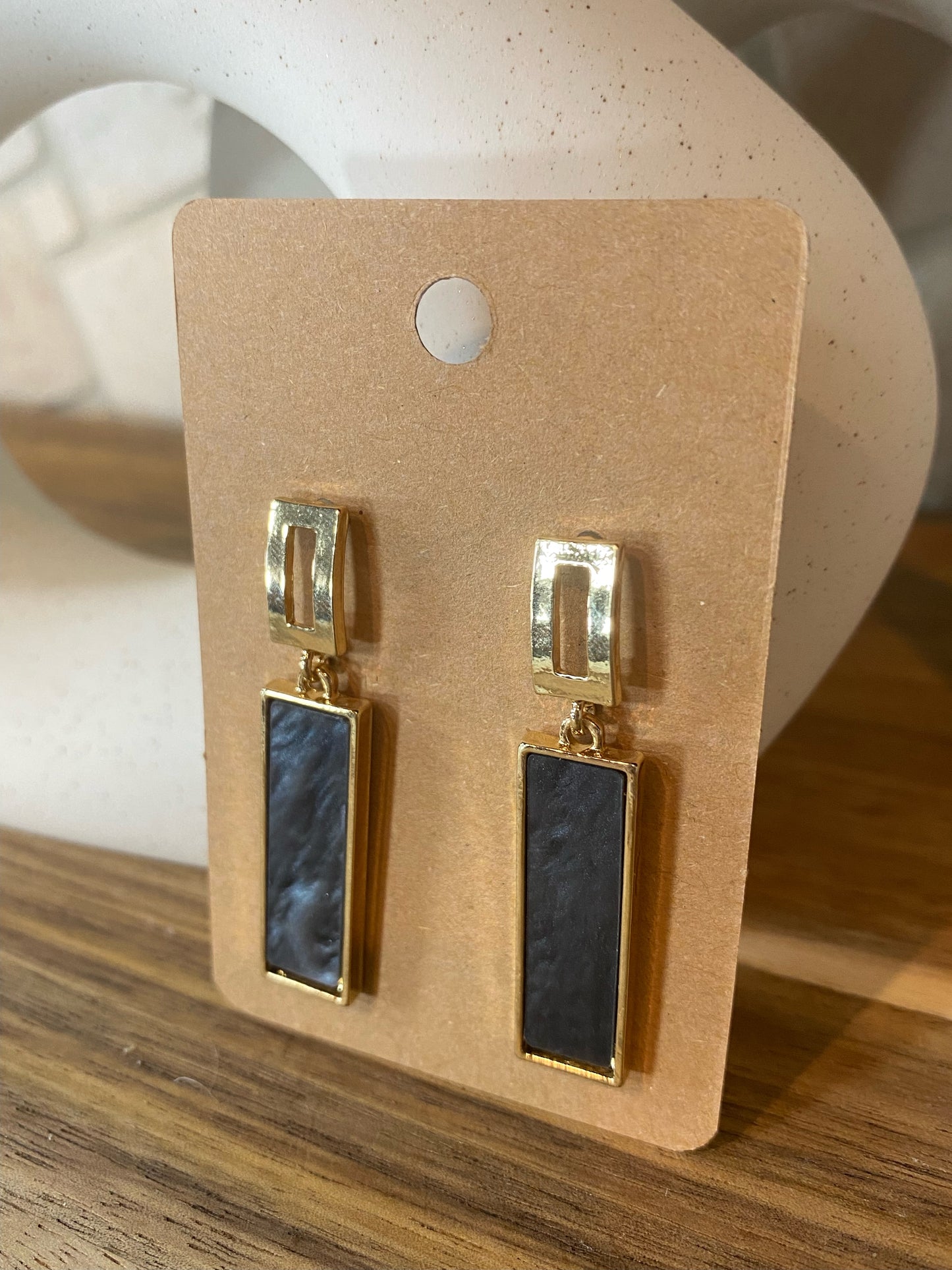 Black Rectangle Earrings