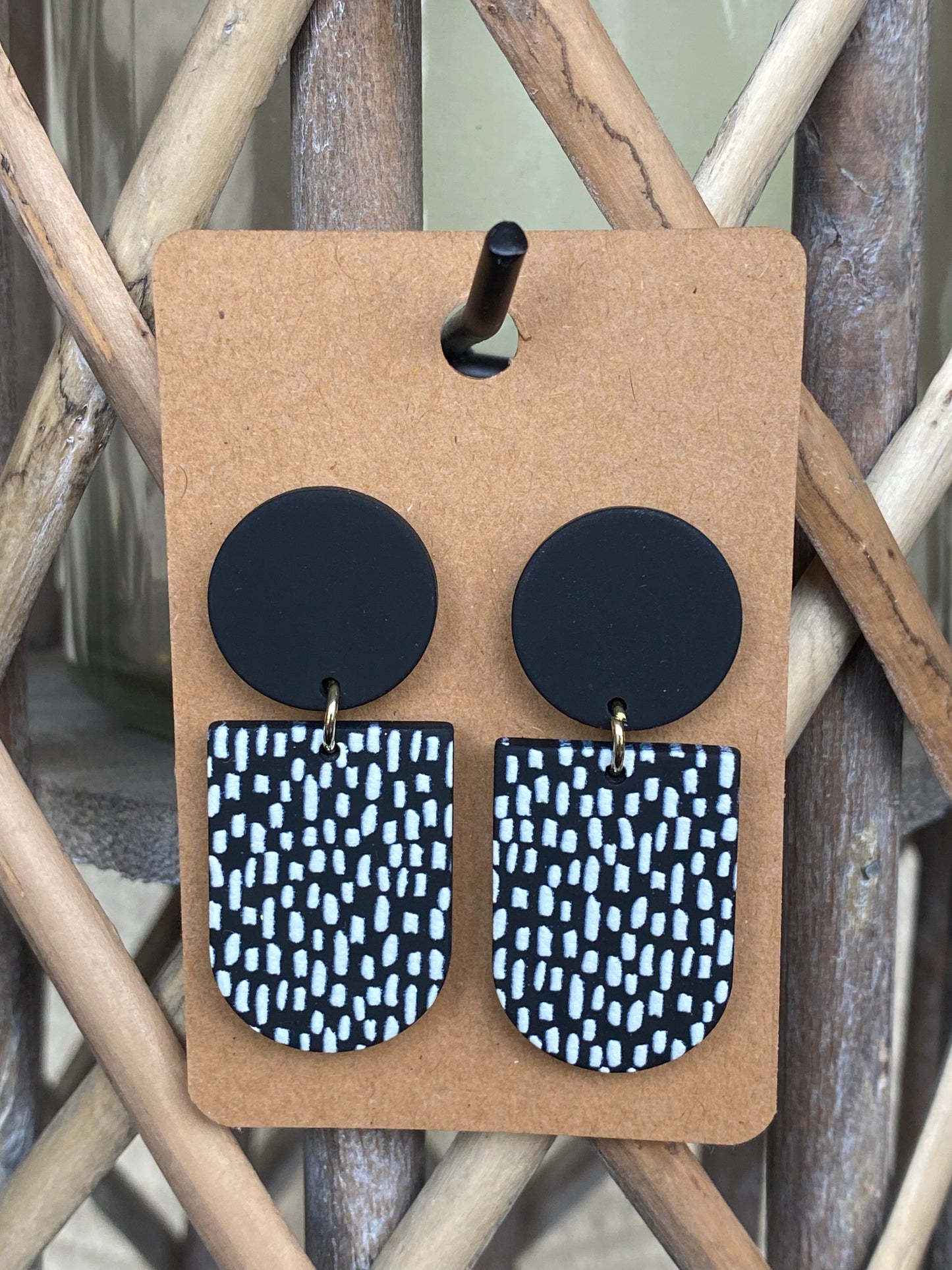 White & Black Dangle Earrings