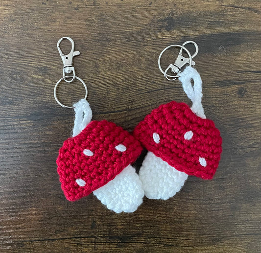 Crochet Mushroom Key Chain w/ Chapstick Holder