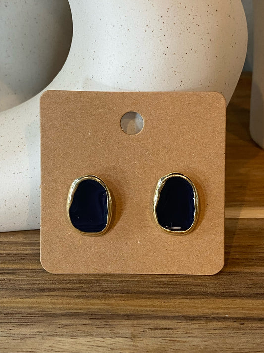 Black Oval Studs