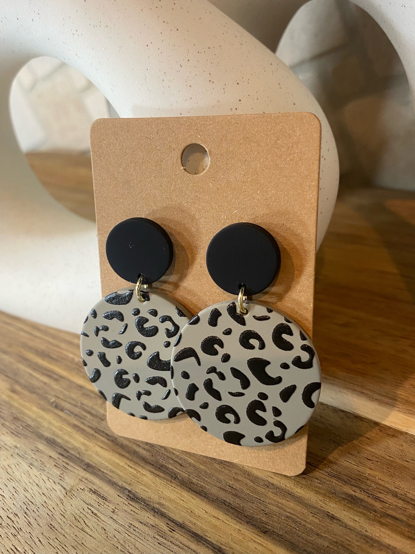 Round Leopard Print Earrings