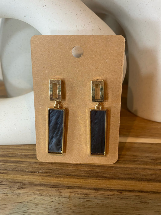 Black Rectangle Earrings