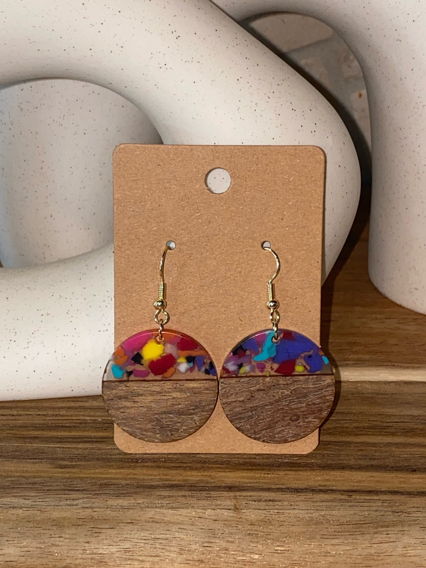 Colorful Acrylic & Wood Earrings