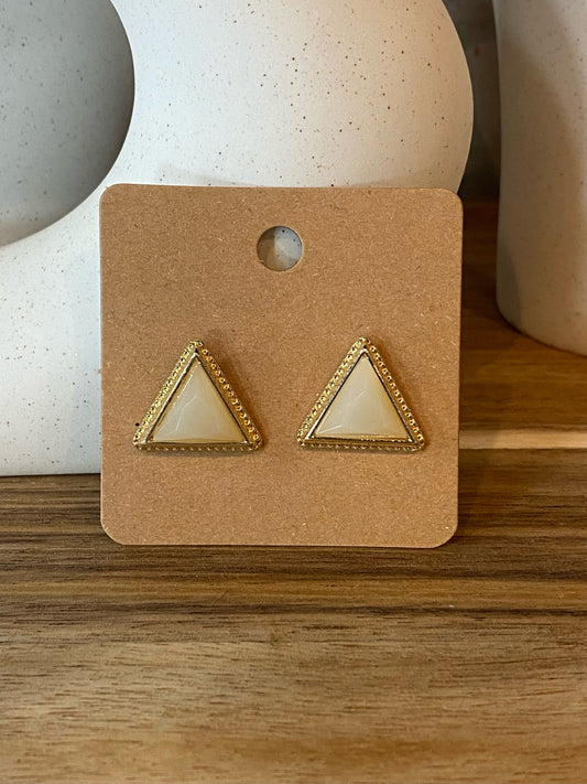 White Triangle Studs