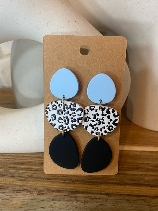 Blue, Black & White Leopard Print