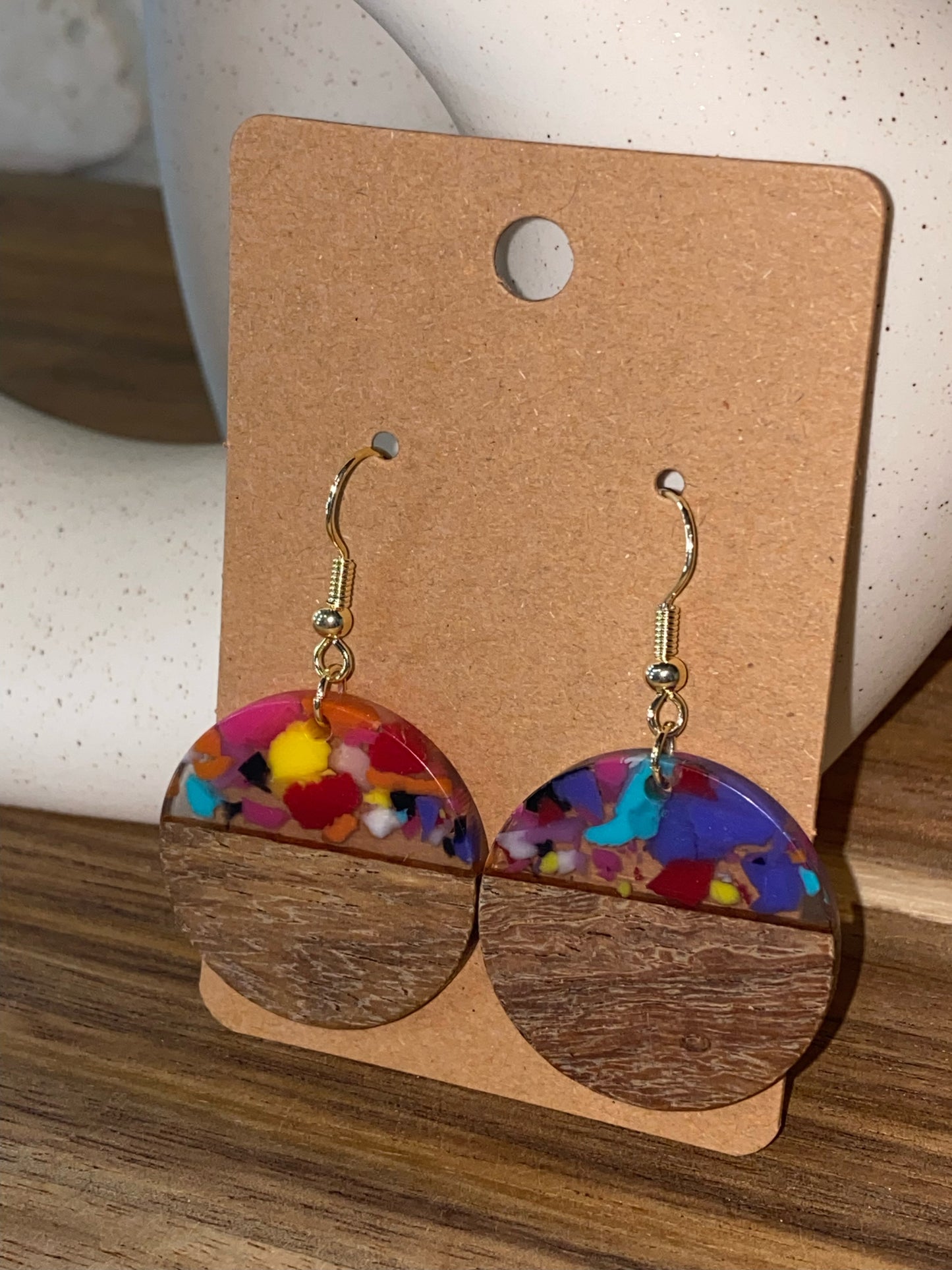 Colorful Acrylic & Wood Earrings