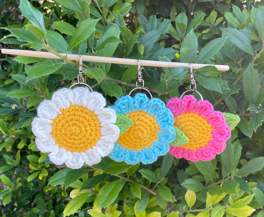 Crochet flower key chain
