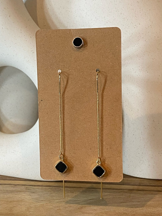 Black Square Threader Earrings