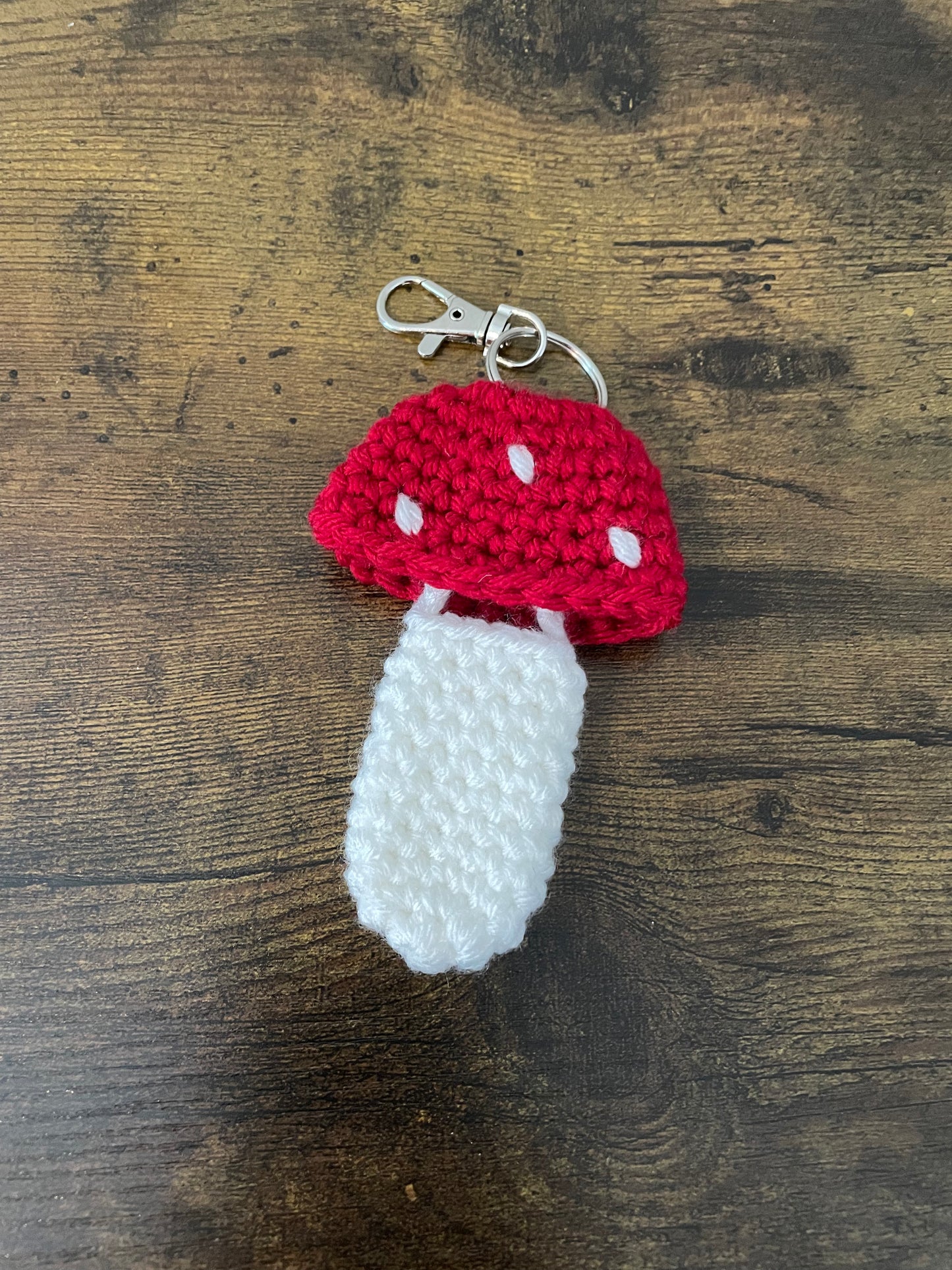 Crochet Mushroom Key Chain w/ Chapstick Holder